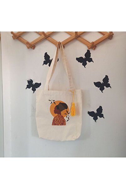 Afro baskılı bez çanta