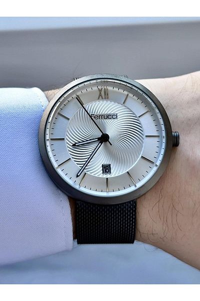 Ferrucci Men's Wicker Cord Wristwatch with Calendar