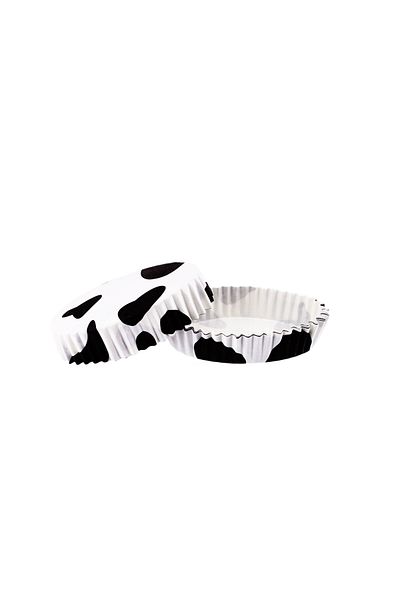 TT Tahtakale Toptancıları 100 Pieces White and Black Patterned Oval Cake Mold - Pet Capsule Cupcake (PC0370)
