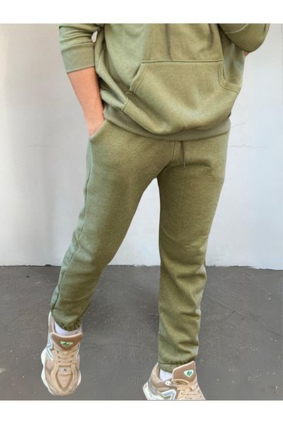 BayBayan Χακί γυναικεία φούτερ Jogger - Τρεις κλωστές, βαμβακερή