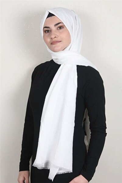 Eşarppark Bambu Kraşlı Şal 2724-24 Beyaz