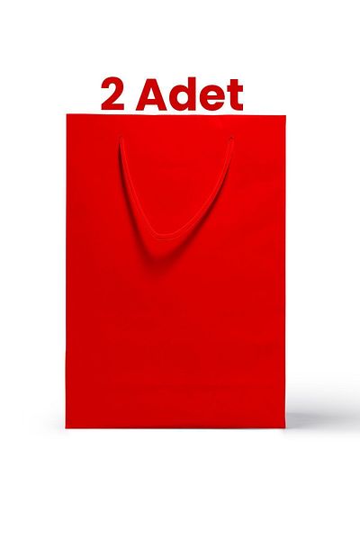Balkan Red Drawstring Paper Shopping Bag 2 Pieces 36x25x9cm Cardboard (Gift, New Year, Valentine's Day)