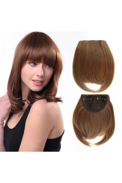 AKOLİFE Açık Kumral Naturel Takma Kahkül Perçem / Yıkanabilir Isıya Dayanıklı