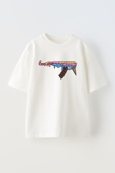 THEWERT Bela Oversize kroj Unisex T-shirt - Dizajn sladoleda i čokolade Štamp...