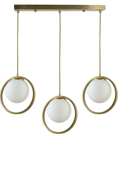 Fer Avize Nina Modern Design - Gold, White, Glass Living Room - Kitchen - Bedroom 3-Piece Chandelier Set