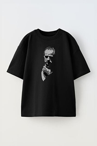 THEWERT تي شيرت قطني رمادي كبير الحجم للجنسين من The Godfather - تصميم رسومات...