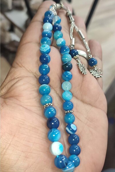 TAŞÇIZADE 8 χιλιοστά Μπλε Φυσική Πέτρα Φυσικής Οργάνωσης Ροζάριο