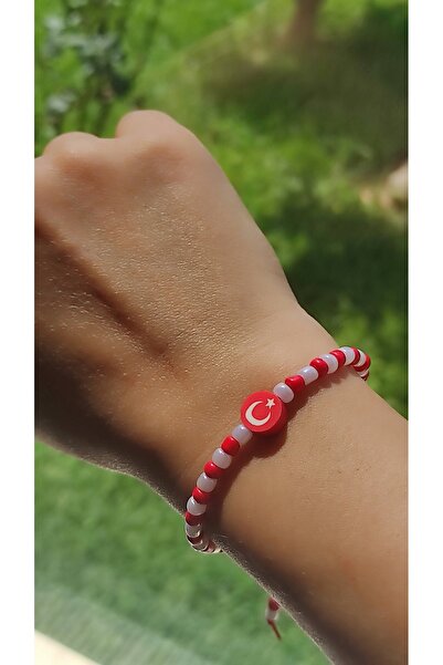 Amabel Jewelerys Milli Takıma Özel Türk Bayraklı Kumboncuk Bileklik