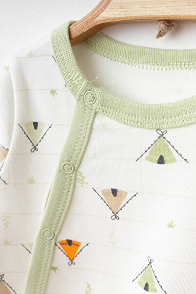 My Hanne Baby Boy Tent Patterned Bias Jumpsuit - 1003
