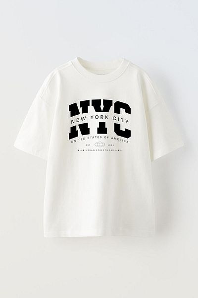 THEWERT New York City Printed Unisex Λευκό Oversize βαμβακερό μπλουζάκι