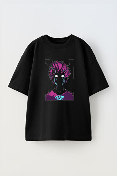 THEWERT Mob Psycho 100 Sa deznom Unisex crna Pamuk Oversize kroj T-shirt