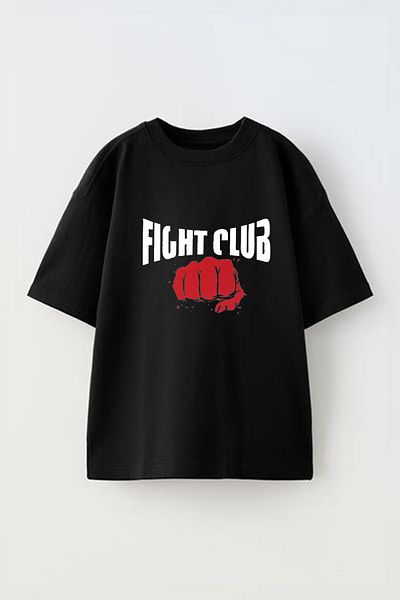 THEWERT Μπλουζάκι Unisex Fight Club Fist με μοτίβο μαύρο βαμβακερό oversize