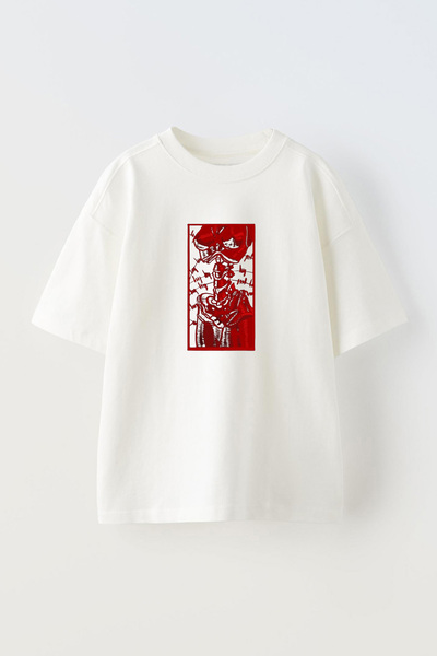 THEWERT Bela Oversize kroj Unisex T-shirt - Nikada ne beži iz pakla dizajn, Š...