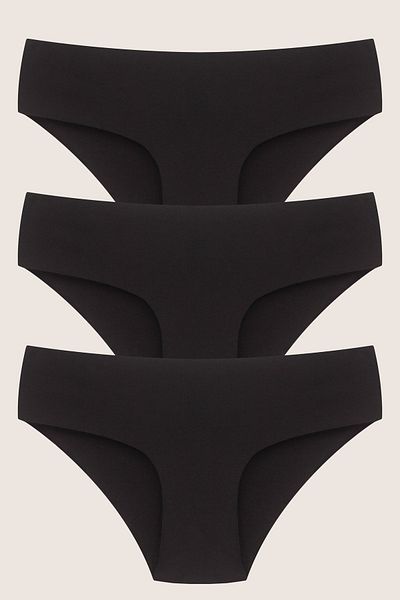 Soft Light Γυναικεία εσώρουχα Laser Cut Black Slip Πακέτο 3