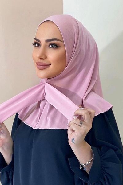 Organic Scarfs Hijabchi Women Hijab Powder Pink Snap Neck Collar Hijap Bonnet Μοντέλο κασκόλ σάλι