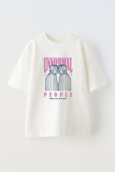 THEWERT Μπλουζάκι Unisex Λευκό Oversize - Unnormal People Design Printed, Βαμ...