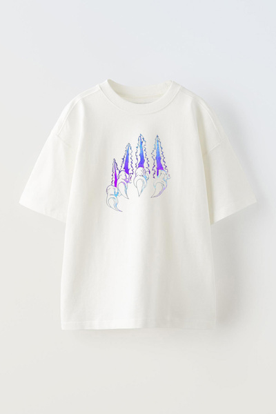THEWERT Bela Oversize kroj uniseks T-shirt - ljubičasta i plava kandža Štampa...