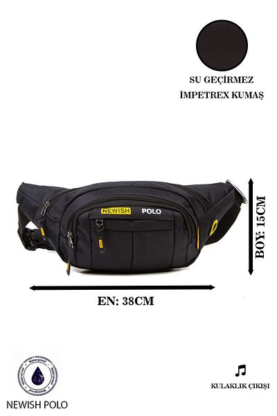 Newish Black Unisex Cross Shoulder and Waist Bag