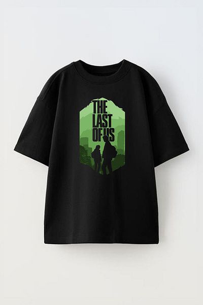 THEWERT Μπλουζάκι The Last Of Us Unisex με εμπριμέ μαύρο βαμβακερό oversize