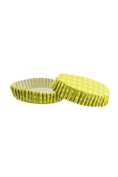 TT Tahtakale Toptancıları Yellow Polka Dot Cupcake Mold - Pet Capsule Oval Model, 100 Pieces F11