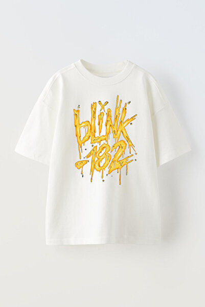 THEWERT Blink 182 Design Štampano Unisex bela Oversize kroj Pamuk T-shirt