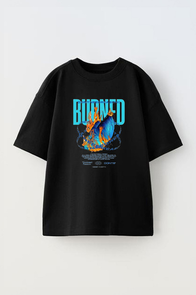 THEWERT Dizajn gorućeg leptira - Crna Pamuk Oversize kroj T-shirt Unisex