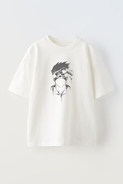 THEWERT Bela Oversize kroj Pamuk T-shirt - Kakashi Sharingan Design Štampano ...