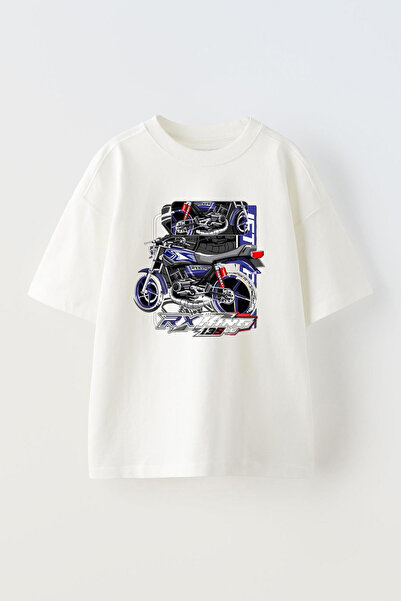 THEWERT RX King Purple Unisex Oversize kroj Pamuk Bela T-shirt - Dizajn motor...