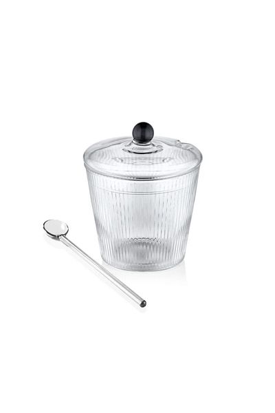 The Mia 10x12 cm Sugar Bowl with Glass Spoon - CAM0430