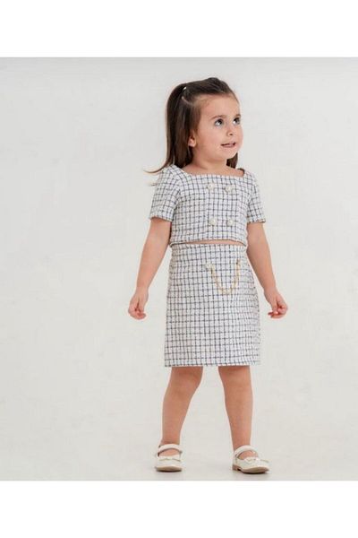 Kokosh kidss Комплект с перлена пола и къса рокля за момиче