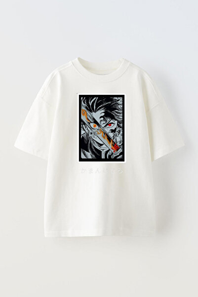 THEWERT Demon Slayer Rangoku Štampano Unisex bela Oversize kroj Pamuk T-shirt