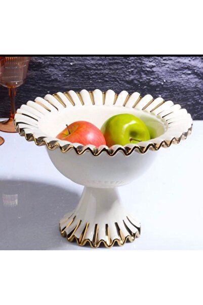 Kosova MUBA CONSEPT GOLD CREAM DEKORATİF SUNUMLUK YUVARLAK AYAKLI DERİN SUNUM KASESİ