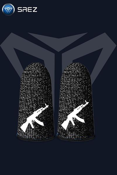 Saez E-Sports Finger Gloves - Akm Printed Pubg Gaming Gloves Sweatproof 1 Pair - 2 Finger Red