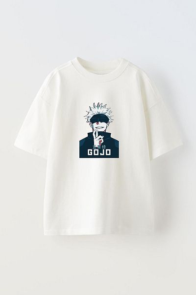 THEWERT Λευκό Oversize βαμβακερό μπλουζάκι - Unisex, εμπριμέ, σχέδιο δακτύλων