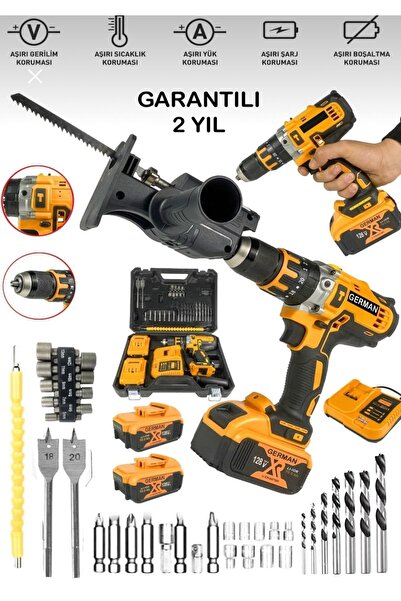 SCHUTZENGER 2'li Set 780RP Bakır Sargı Darbeli Şarjlı Matkap Metal Şanzıman V...