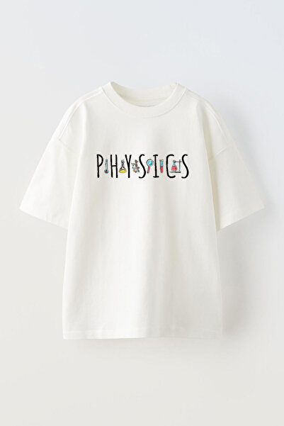 THEWERT Bela fizika Štampano uniseks Oversize kroj Pamuk T-shirt