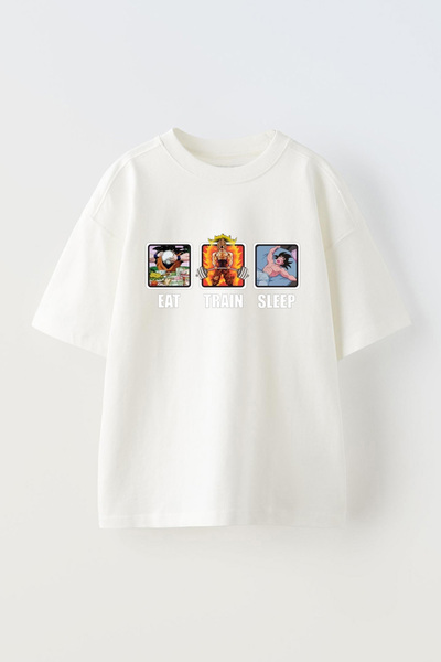 THEWERT Bela Oversize kroj Pamuk T-shirt - Unisex, Dizajn za Jedenje, Voz, Sp...