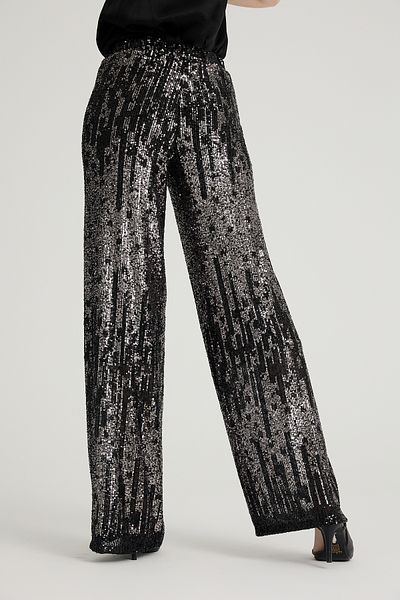 Dejabrew Jeans Plus Size Black Sequined Trousers - A014
