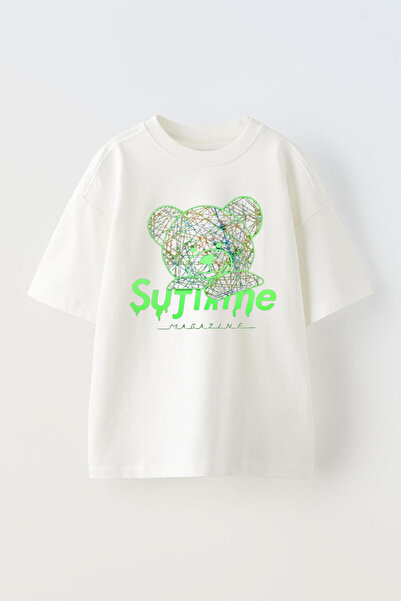 THEWERT Suntaime Magazin Medved Štampano Unisex Beli Oversize kroj Pamuk T-shirt