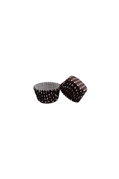 TT Tahtakale Toptancıları 52x45mm Cake Mold - Pet Capsule Polka Dot Brown Paper Cupcake (100 Pieces)