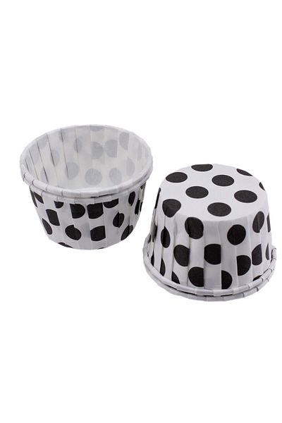 TT Tahtakale Toptancıları White Polka Dot Cupcake Mold - Medium Size 50*39 Mm (50 Pieces)