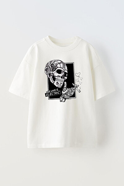 THEWERT Unisex bela Oversize kroj T-shirt - Naš Lovers električni dizajn Štam...
