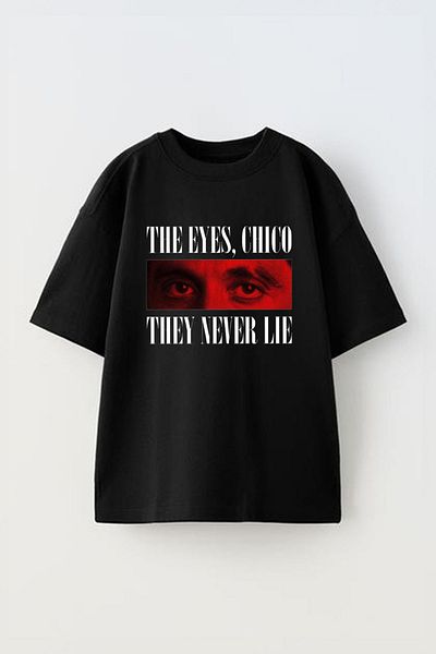 THEWERT Unisex Chico The Never Lie εμπριμέ βαμβακερό μαύρο μπλουζάκι Oversize