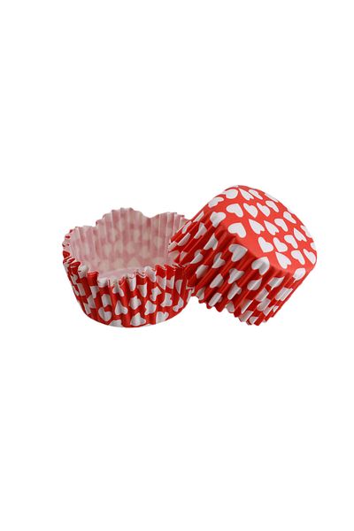 TT Tahtakale Toptancıları Red to White Heart Patterned Wavy Cupcake Cake Mold - 65X38 MM, 100 Pieces