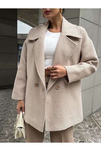 Elif Özbey Butik Mléčně hnědá rybí záda Oversize krátká srst