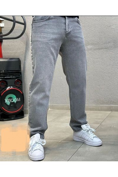 Butik Karaca Men's Baggy Fly - Loose Fit Jeans and Elastic Belt Jeans