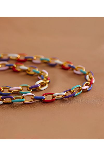 Janset 8mm Thick Chain - Colorful Women's Bracelet, Non-Tarnish Surgical Steel Bracelet