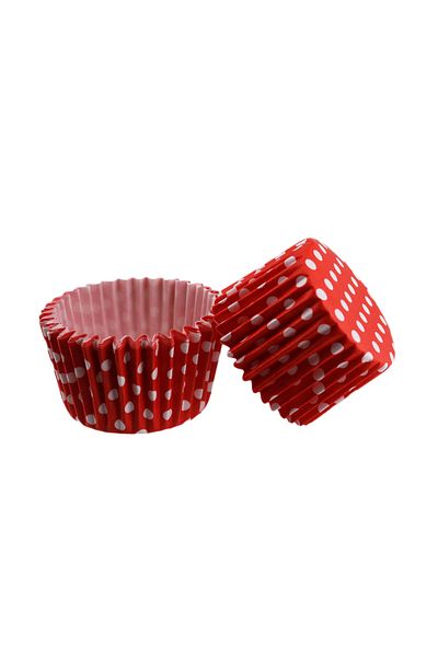 TT Tahtakale Toptancıları Red Polka Dot Cupcake Mold - Pet Capsule, 48X34 MM, 100 Pieces