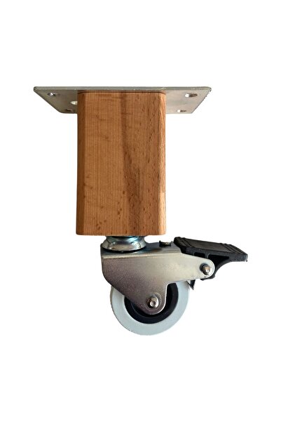 DSYapıAksesuar Kale Ahşap 12cm Tekerli Ayak Mobilya Masa ve Dolap Tekerli Aya...