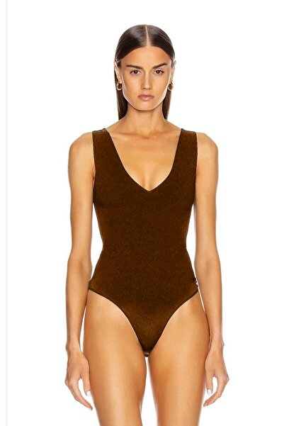 zaccana z Women's Sandy Bodysuit with Zero Sleeve and Double Layers